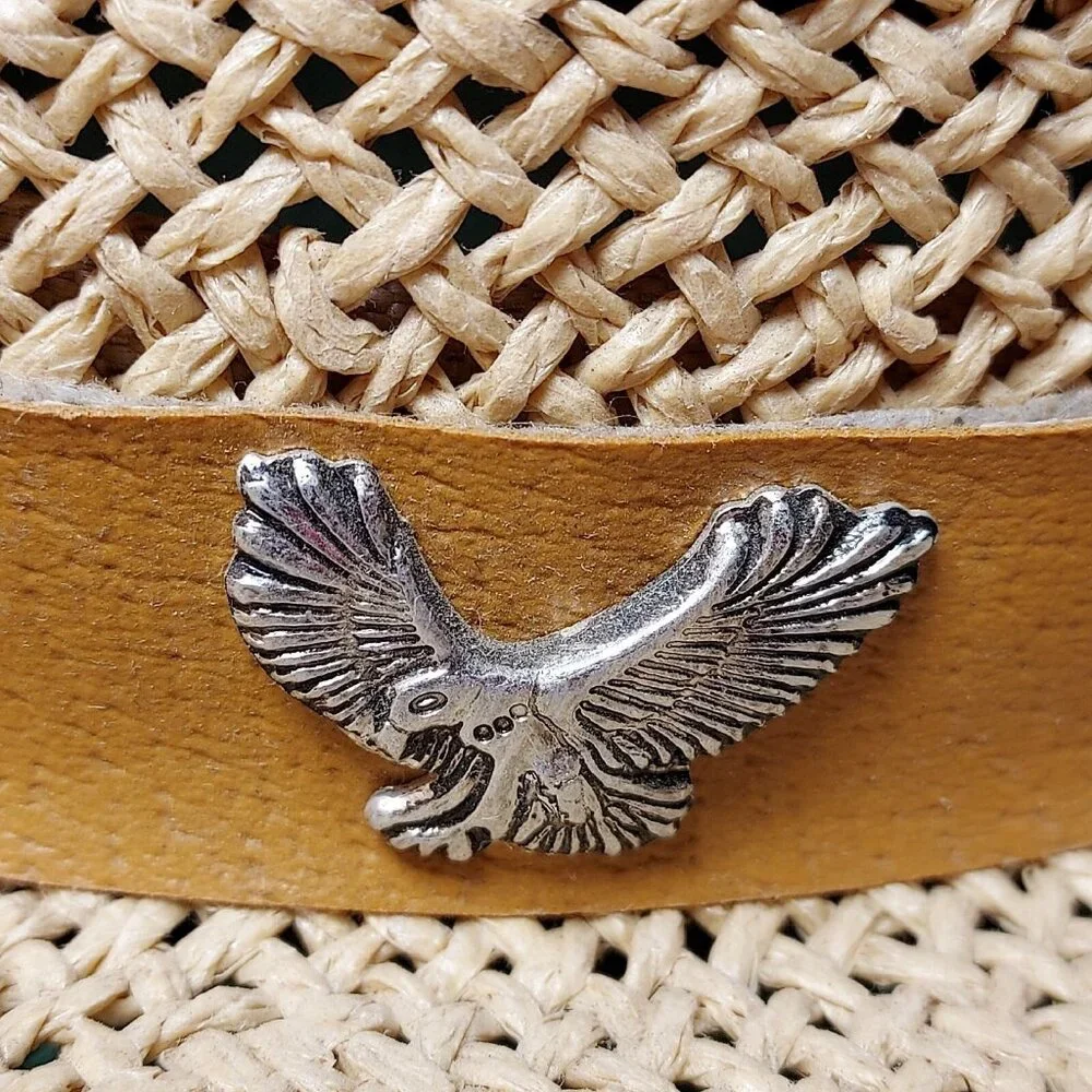 Coastal Cowgirl Hat Belt Sliver Eagle Details Summer Straw Head Diameter Size 22 - Picture 6 of 13